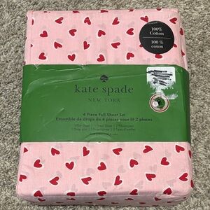 NWT Kate Spade Heart Valentines Full Sheet Set